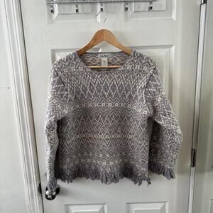 Grey and white llbean sweater